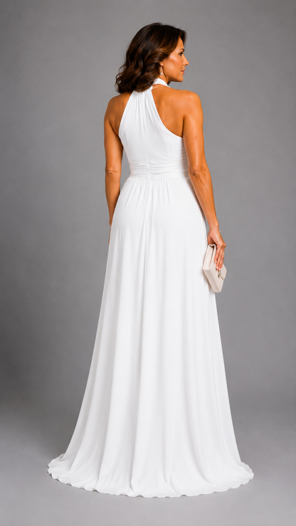 Vaelora | Robe Midi Élégante à Décolleté Halter Croisé
