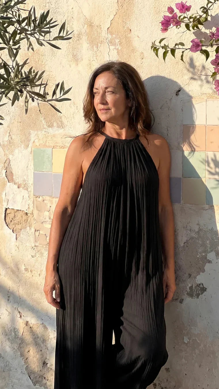 Sylvara | Combinaison Élégante Jambe Large et Col Halter