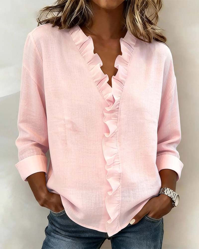 Beatrice  - Camicetta Arricciata con Scollo a V