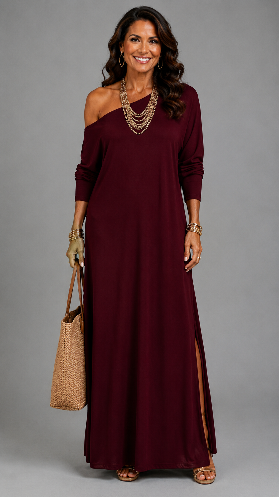 Asterelle | Robe Midi Élégante à Fente Latérale