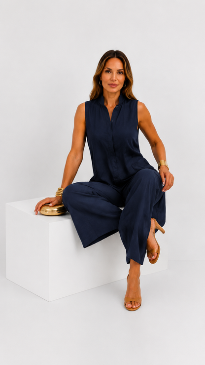 Claire | Combinaison Élégante en Lin, Coupe Ample et Confortable