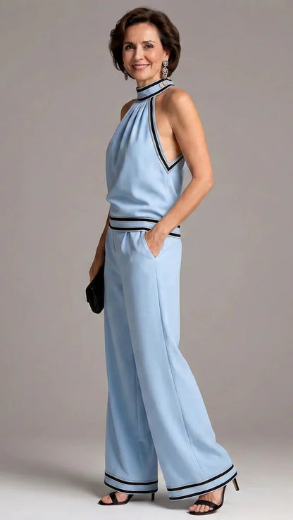 Zephyrine | Combinaison Élégante à Col Halter Contrasté
