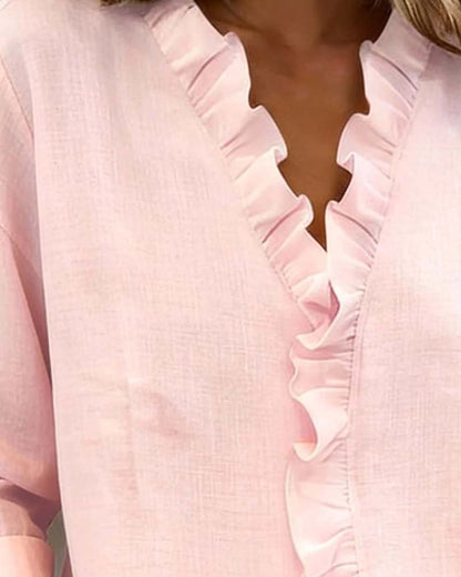 Beatrice  - Camicetta Arricciata con Scollo a V