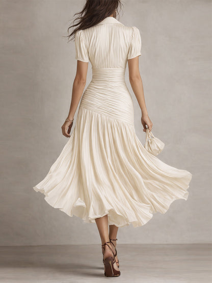 Adriana ∙ Robe midi satinée à rayures rétro