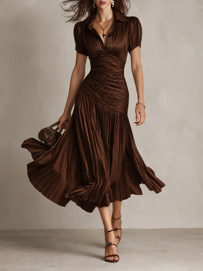 Adriana ∙ Robe midi satinée à rayures rétro