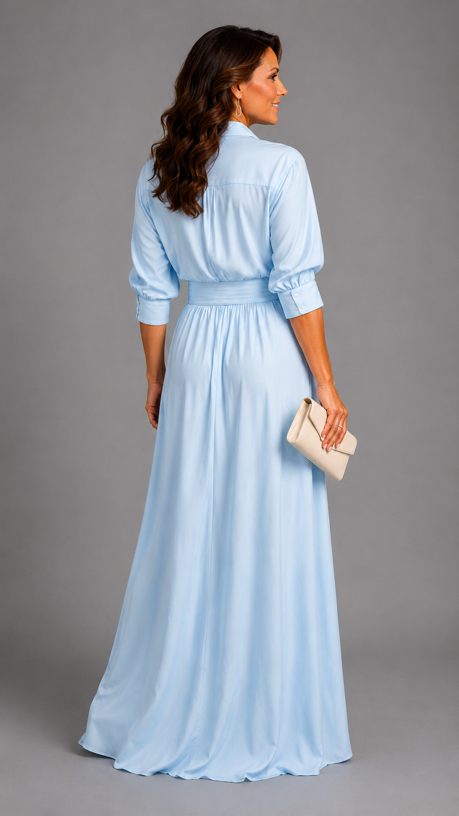 Zelith | Robe Midi Élégante avec Ceinture et Col Chemise