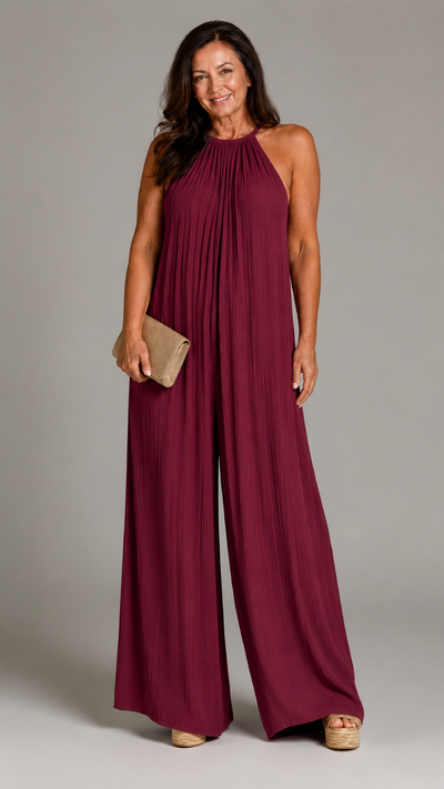 Sylvara | Combinaison Élégante Jambe Large et Col Halter