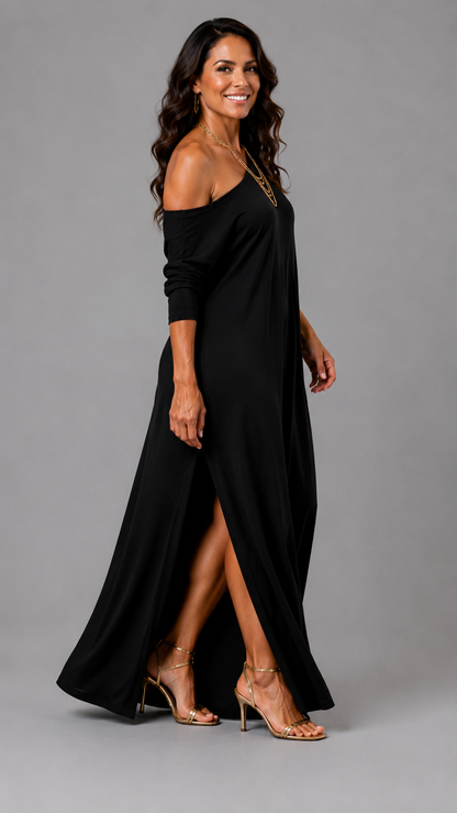 Asterelle | Robe Midi Élégante à Fente Latérale