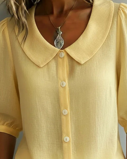 Emma | Chemise en coton à manches mi-longues avec col Claudine