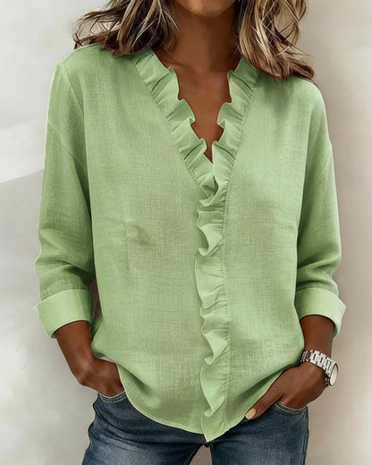 Beatrice  - Camicetta Arricciata con Scollo a V