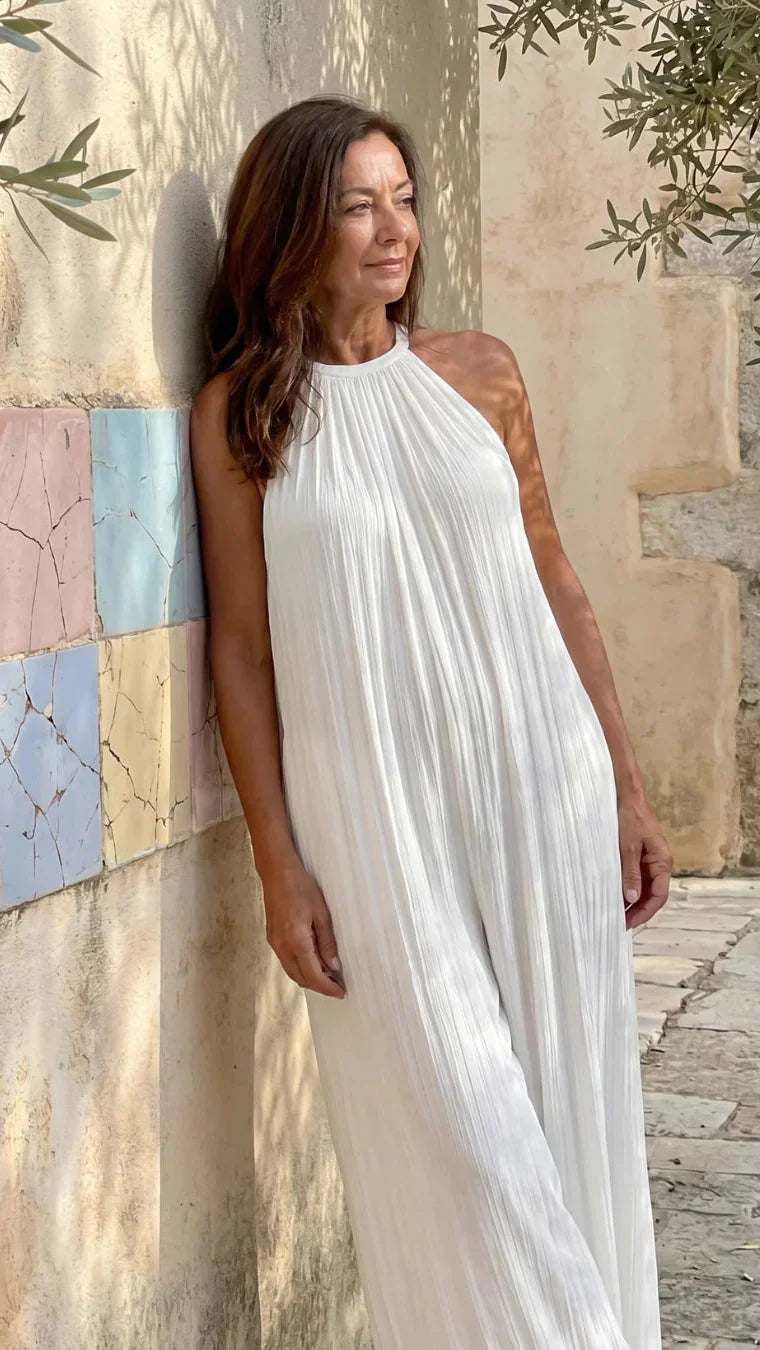 Sylvara | Combinaison Élégante Jambe Large et Col Halter