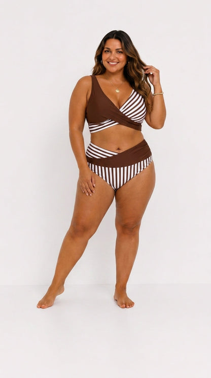 Bikini Croisé Flatteur à Rayures