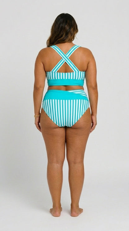 Bikini Croisé Flatteur à Rayures