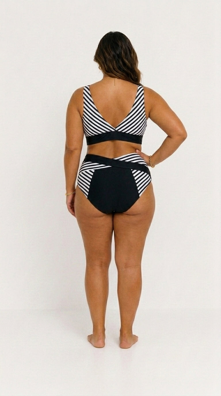 Bikini Croisé Flatteur à Rayures