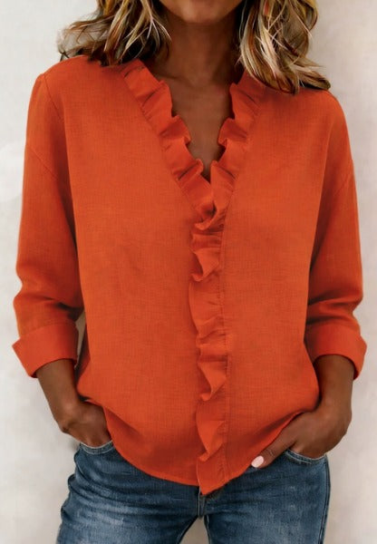 Beatrice  - Camicetta Arricciata con Scollo a V