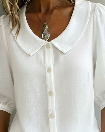 Emma | Chemise en coton à manches mi-longues avec col Claudine