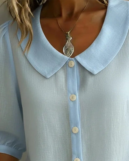 Emma | Chemise en coton à manches mi-longues avec col Claudine