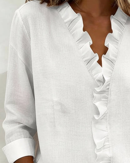 Beatrice  - Camicetta Arricciata con Scollo a V