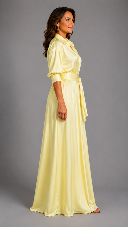 Zelith | Robe Midi Élégante avec Ceinture et Col Chemise