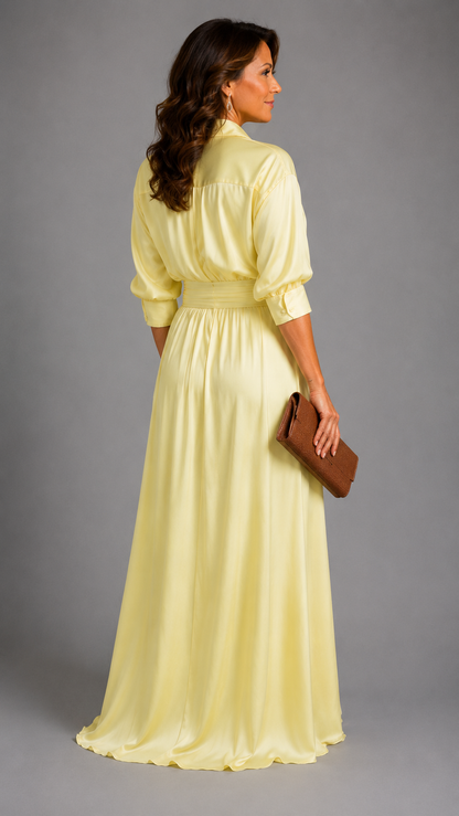 Zelith | Robe Midi Élégante avec Ceinture et Col Chemise